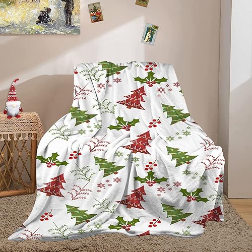 Miniatura 3 de Manta de franela con diseño de copo de nieve, árbol de Navidad, regalo de Navidad, sin copos de nieve, para sala de estar, dormitorio, sofá, manta