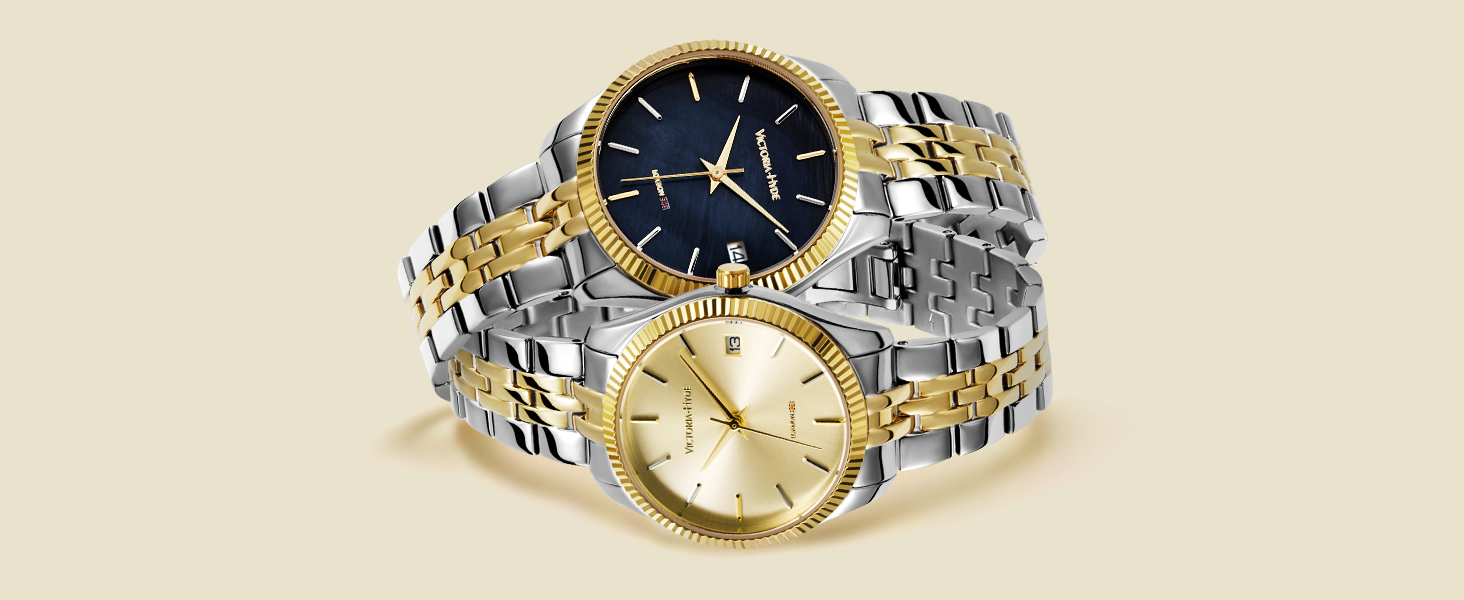 Womens Two Tone Bracelet Watch Quartz Analog Gold Silver Dial Water Resistant A Ladies main image 2
