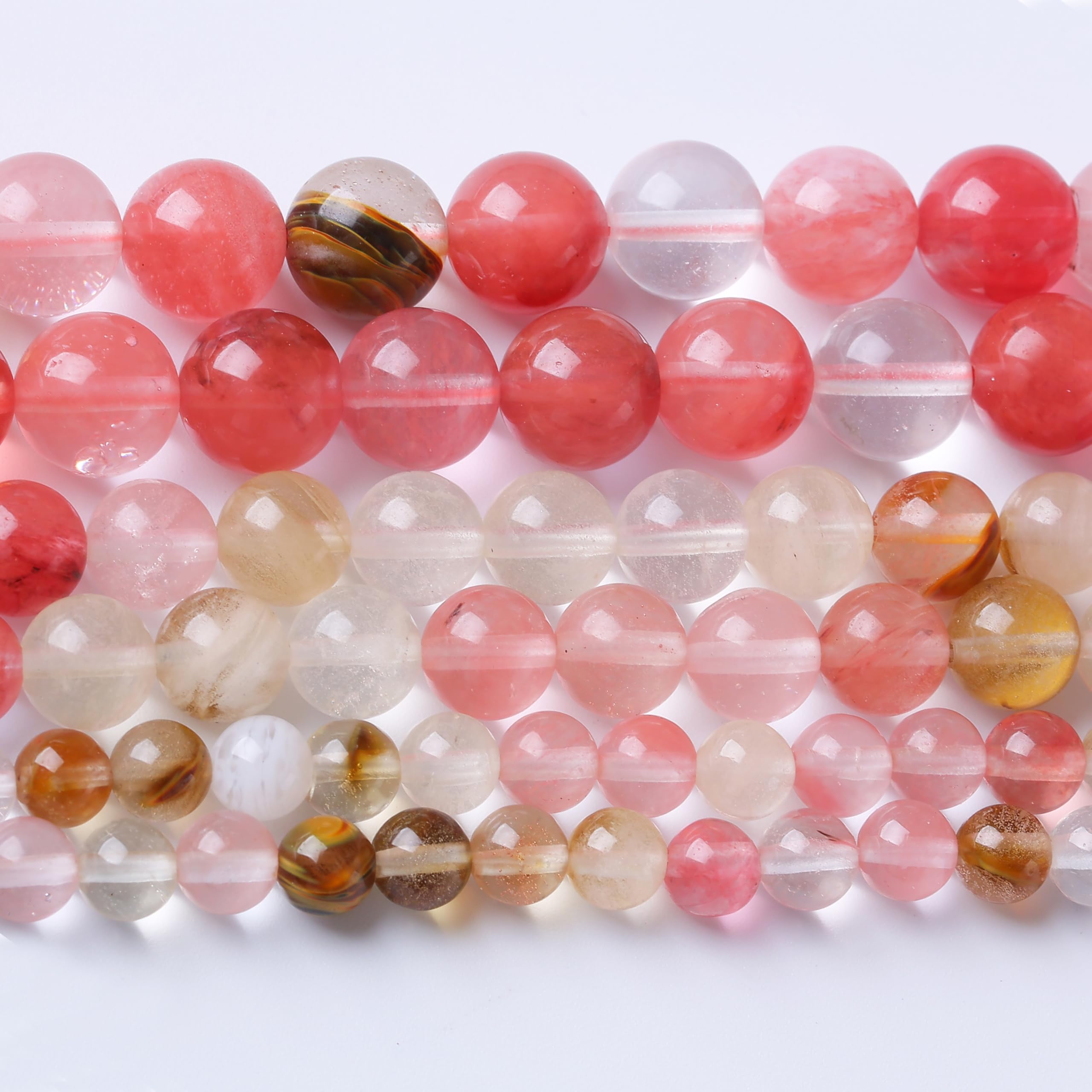 Cuentas de piedra de sandía, cuentas redondas de jade energético de cristal, cuentas de piedra para hacer joyas, pulseras, collares, joyería, 1 hebra de 15.5 pulgadas, 35 unidades, 10 mm