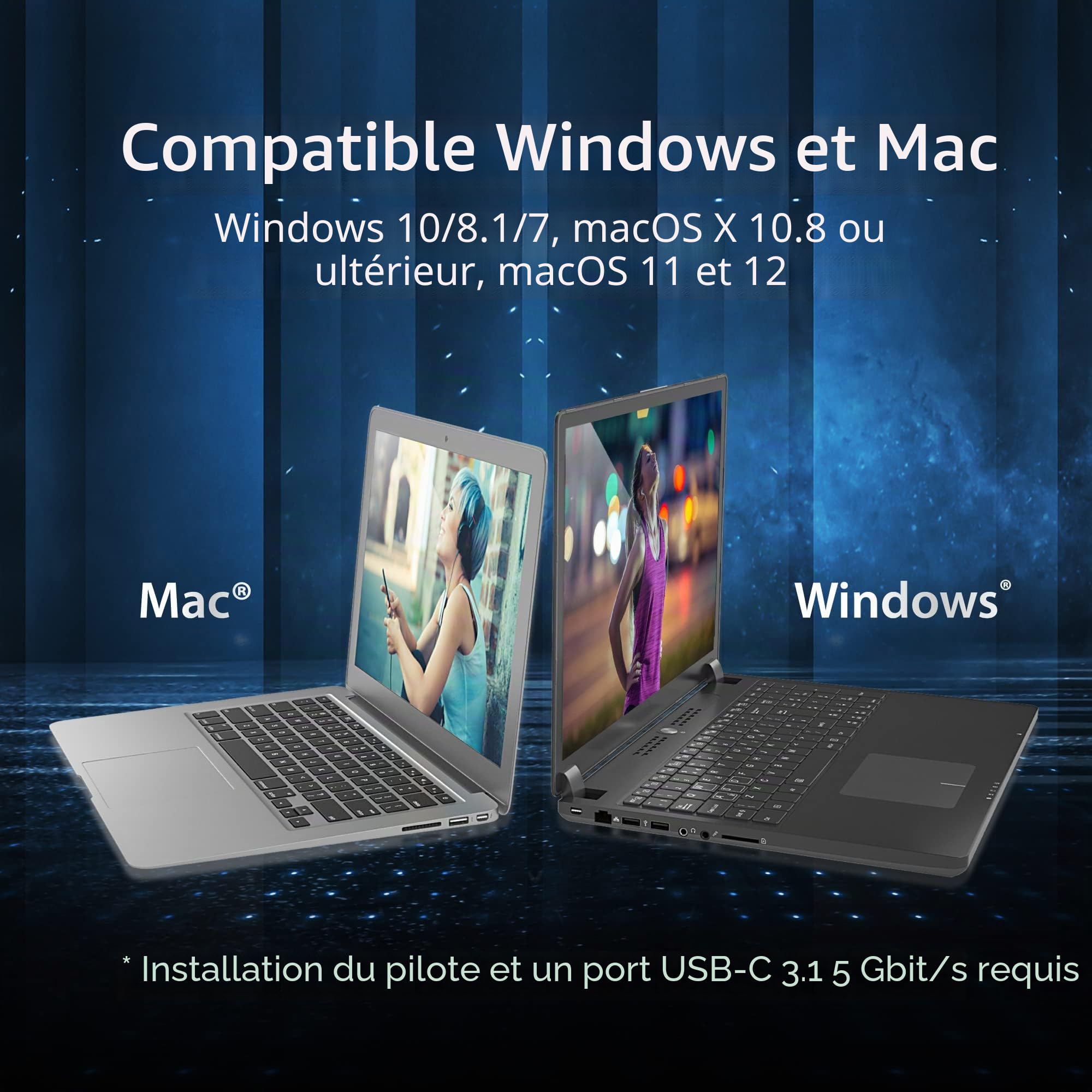Station d'accueil Type-C j5create | 3 écrans simultanés, DisplayPort, VGA, charge rapide PD, Gigabit Ethernet, câble Type-C 1,5 pied inclus (JCD543)