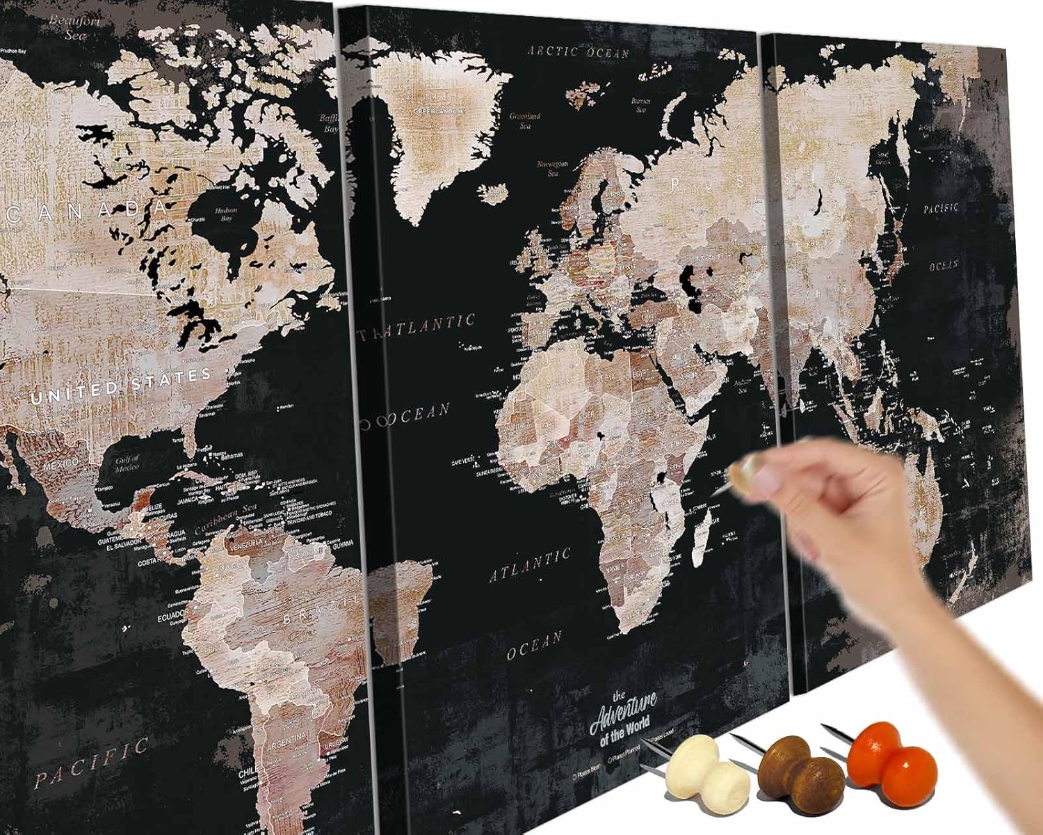 Wall Art Office Wall Decor Living Room Pictures Black Canvas Vintage Paintings Push Pin World Map Bedroom Dining Room Kitchen Inspirational Decor Giant Artworks