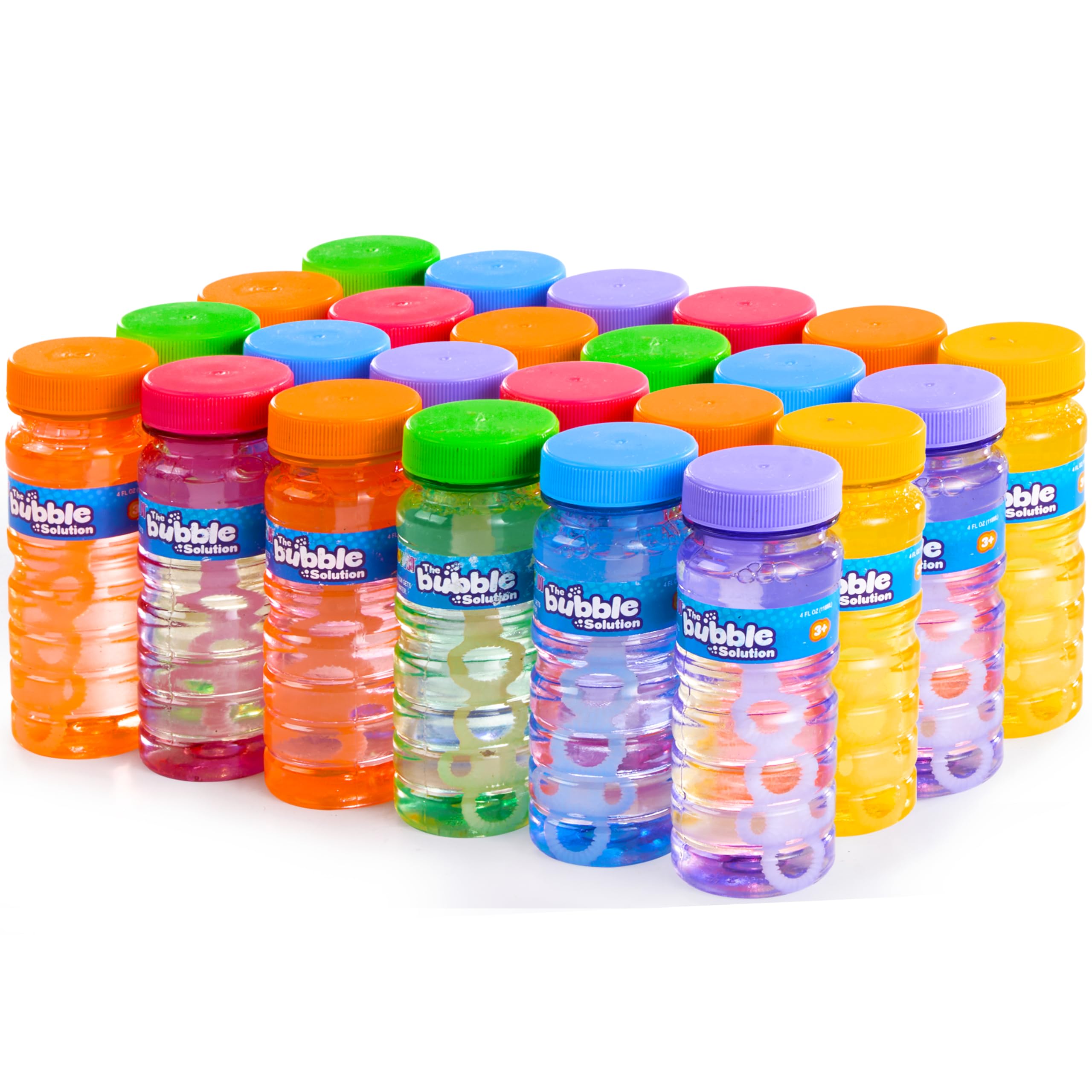 JOYIN 24 Pcs Bubble Bottles with Wand Assortment for Kids, 4oz Blow Bubbles Solution Novelty Summer Toy, Party Favors, Birthday, Outdoor & Indoor Activity