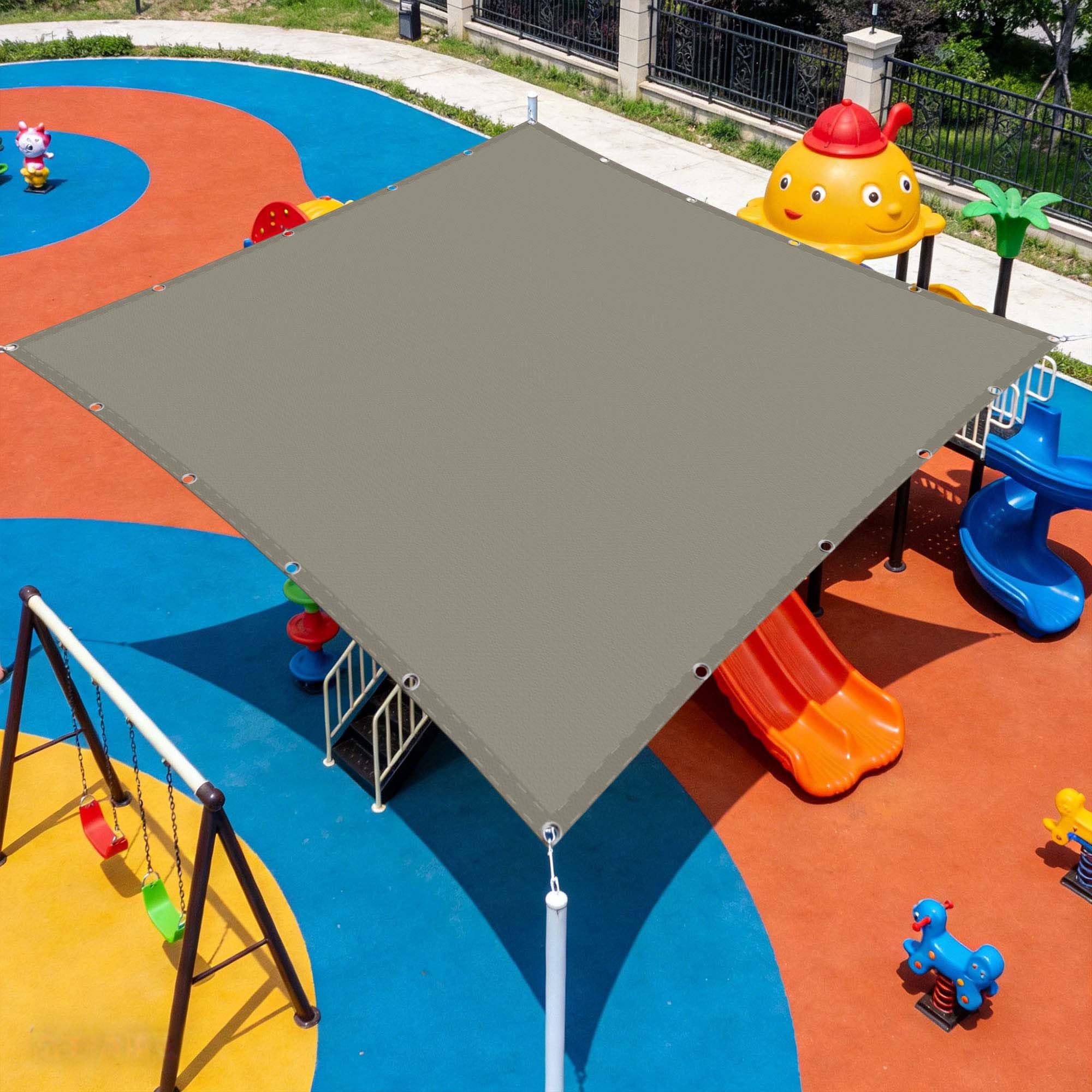 Voile d'ombrage imperméable rectangulaire 3.5x3.5m sable pour terrasse et jardin