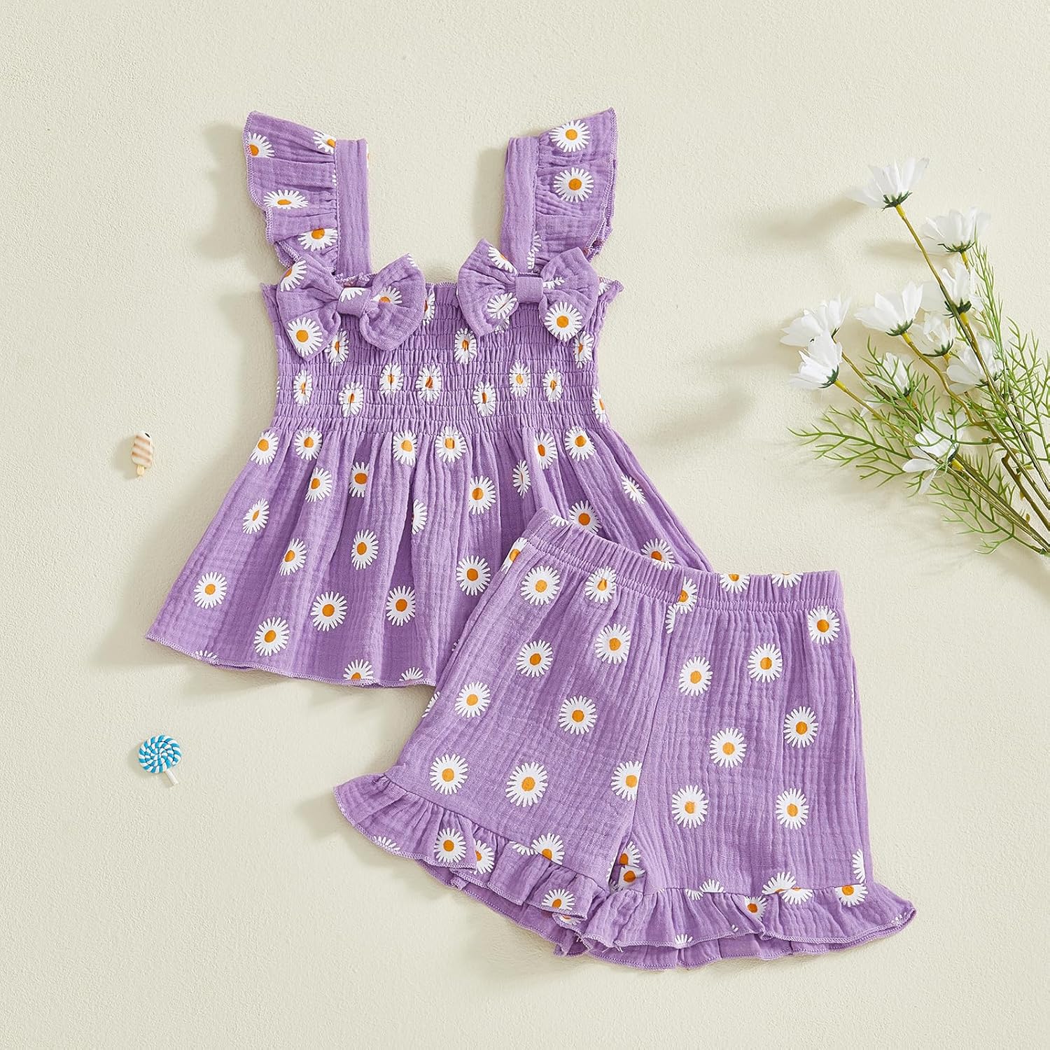 Baby Girl Summer Clothes Sweat Heart Print Ruffle Tops Dress Shorts 2pcs Princess Fashion Outfit Sets - Image 2