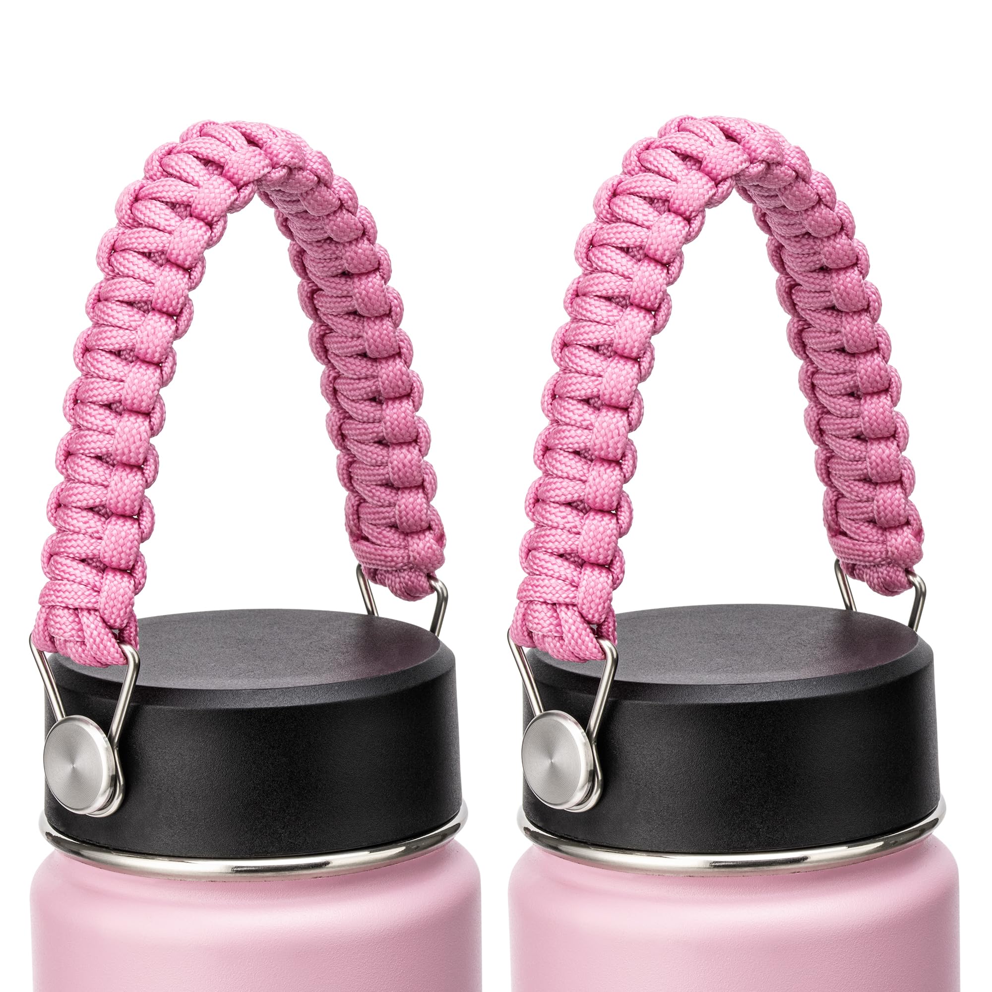 Bluwing Paracord Handles for Hydro Flask Lids, Replacement Flex Strap on Wide and Standard Mouth Water Bottle Lids Caps, BPA-Free, 2Pack (Purple-2Pcs)