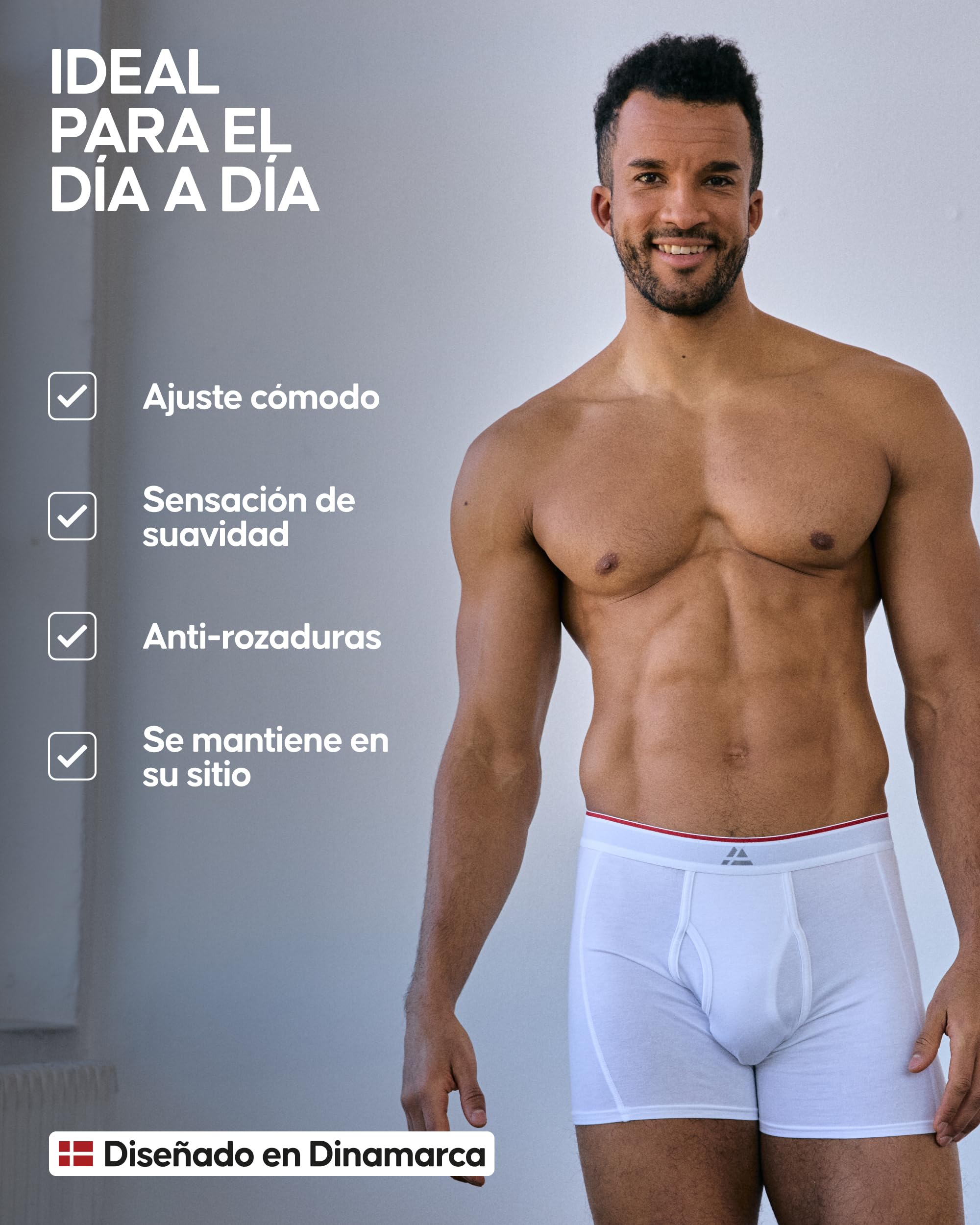 DANISH ENDURANCE Calzoncillos Hombre Boxer de Bambu, 6 Pack Multicolor (2X Negro, 2X Gris, 2X Blanco) L