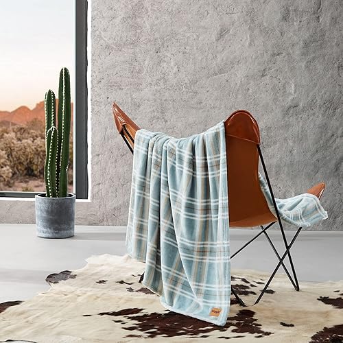 Wrangler - Manta de forro polar ultra suave (Jackson Plaid Blue, manta de gran tamaño) 50 x 70 pulgadas