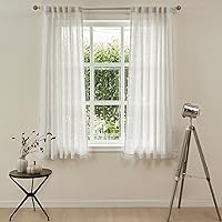 Vista 2 de MYSKY HOME Cortinas traslúcidas de 63 pulgadas de largo para dormitorio, paneles de cortina para ventana que filtran la luz, protegen la privacidad