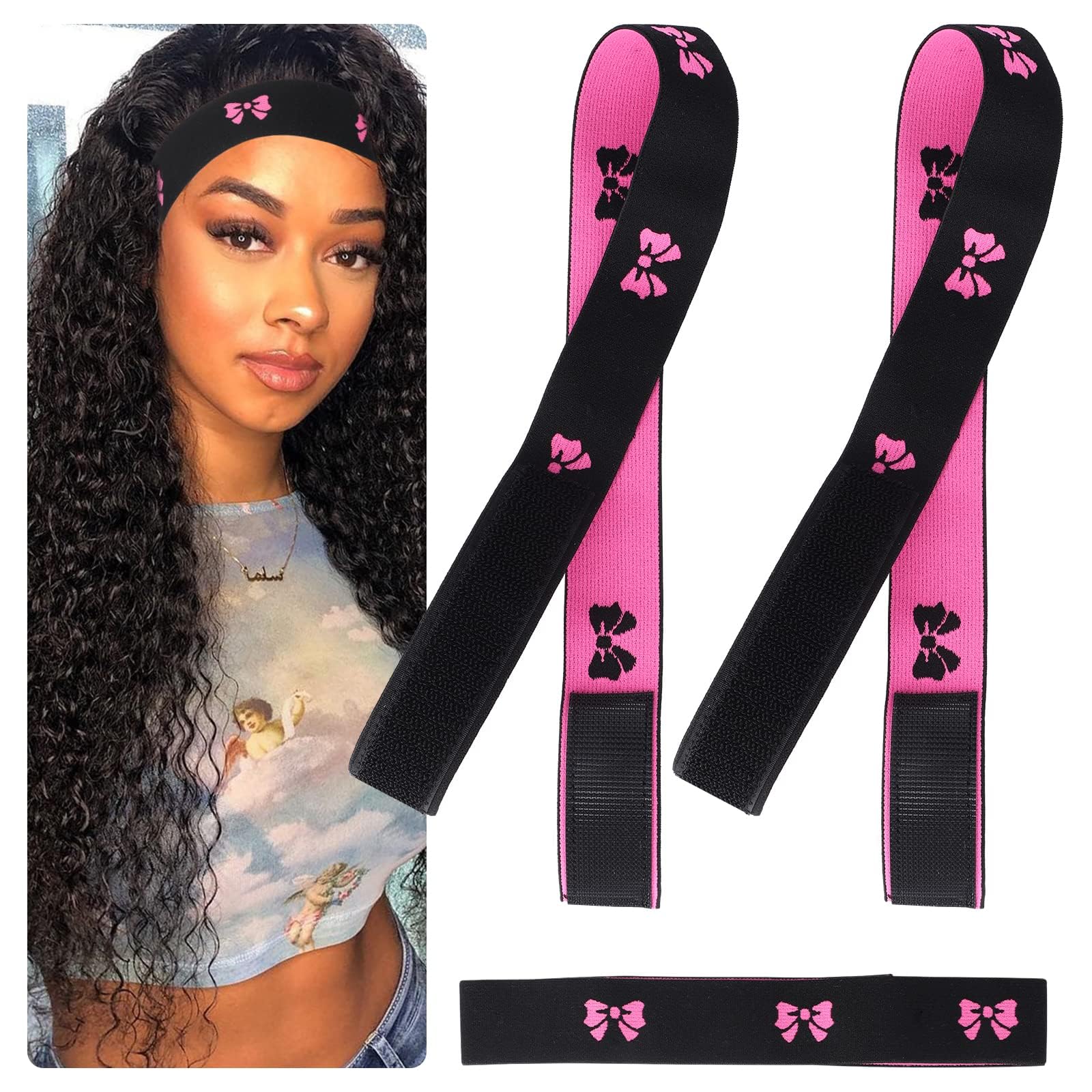 NALACAL 6 Pcs Wig Band,Melt Band for Wigs Adjustable Elastic Wig Band Wig Grip Headband with Adhesive Lace Melting Band