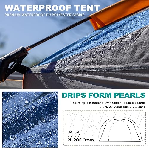 Miniatura 5 de Tienda de campaña SUV para camping, impermeable PU2000mm, se adapta a 5-8 personas, diseño espacioso de doble capa, incluye lluvia y bolsa de