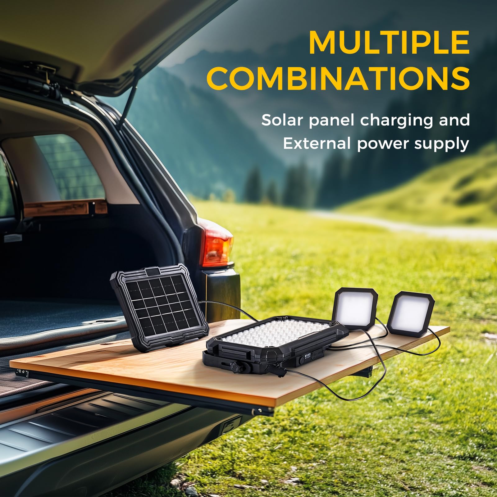 Lanterna da campeggio solare a LED, luci da campeggio portatili, ricaricabili tramite USB, 8000 lm, IP67, impermeabili, perfette per interruzioni di corrente, emergenza, uragano, escursionismo