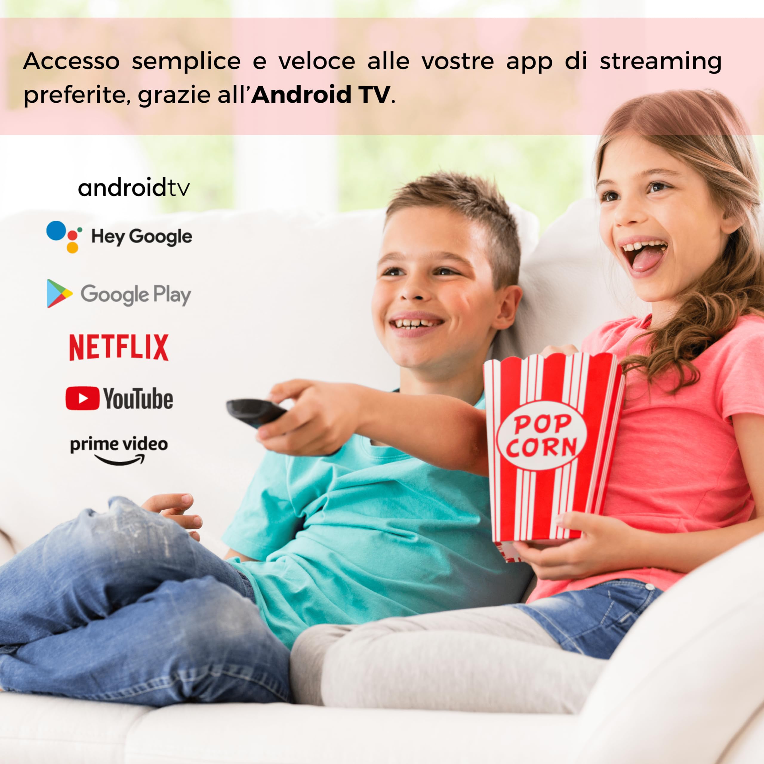 DIGIQUEST Smart TV 40", bezramowy, Full HD, Android Google TV, Wi-Fi, LCN Tivùsat, podwójny tuner, Mediaplayer, funkcja CEC, centralna podstawa, czarny [klasa efektywności energetycznej E]