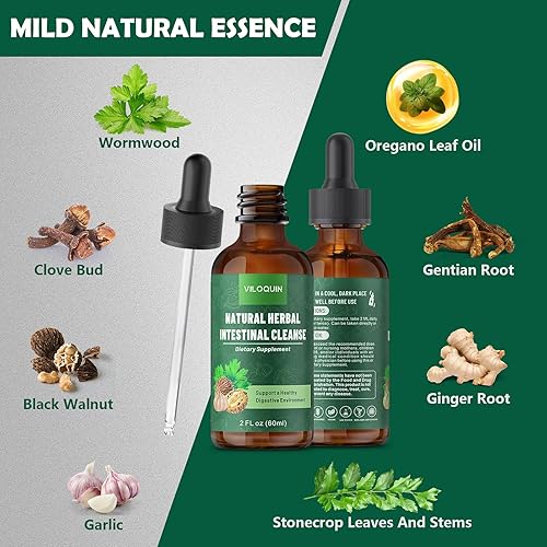 Miniatura 4 de Gut Cleanse - Líquido de desintoxicación, apoyo intestinal natural a base de hierbas con aceite de orégano, ajenjo, nogal negro, clavo, ajo, 2 onzas