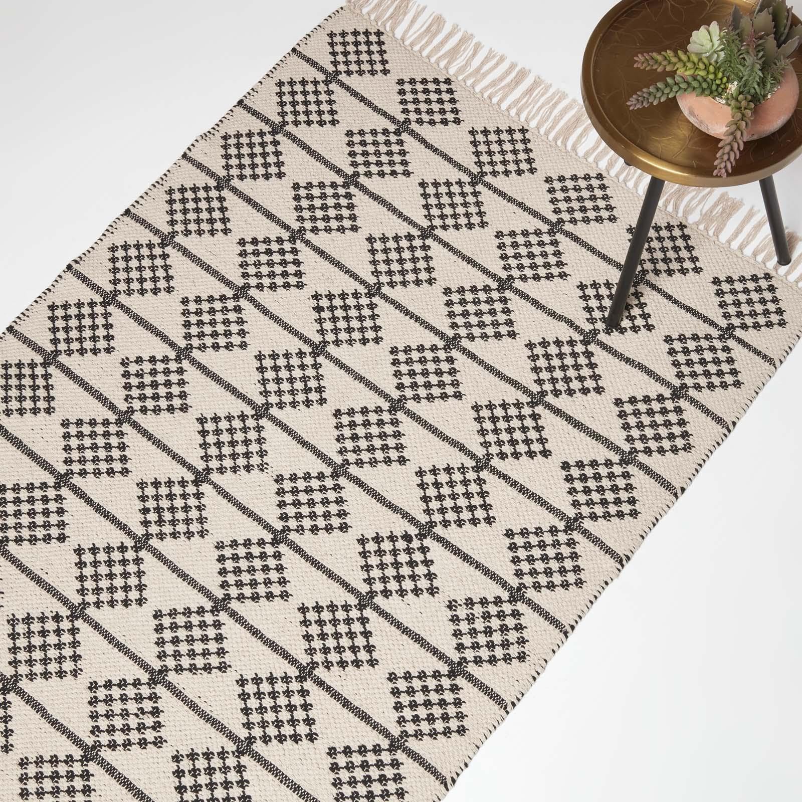 Homescapes Adana Teppich Adana Adana Teppich geometrisch schwarz-Creme 90x150 cm