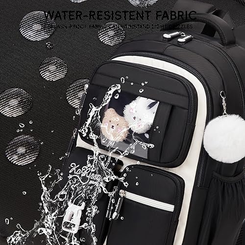 Miniatura 8 de Juego de mochila para niñas con lonchera de 3 piezas, juego de mochila escolar kawaii para niños de primaria y secundaria, mochila linda y liviana