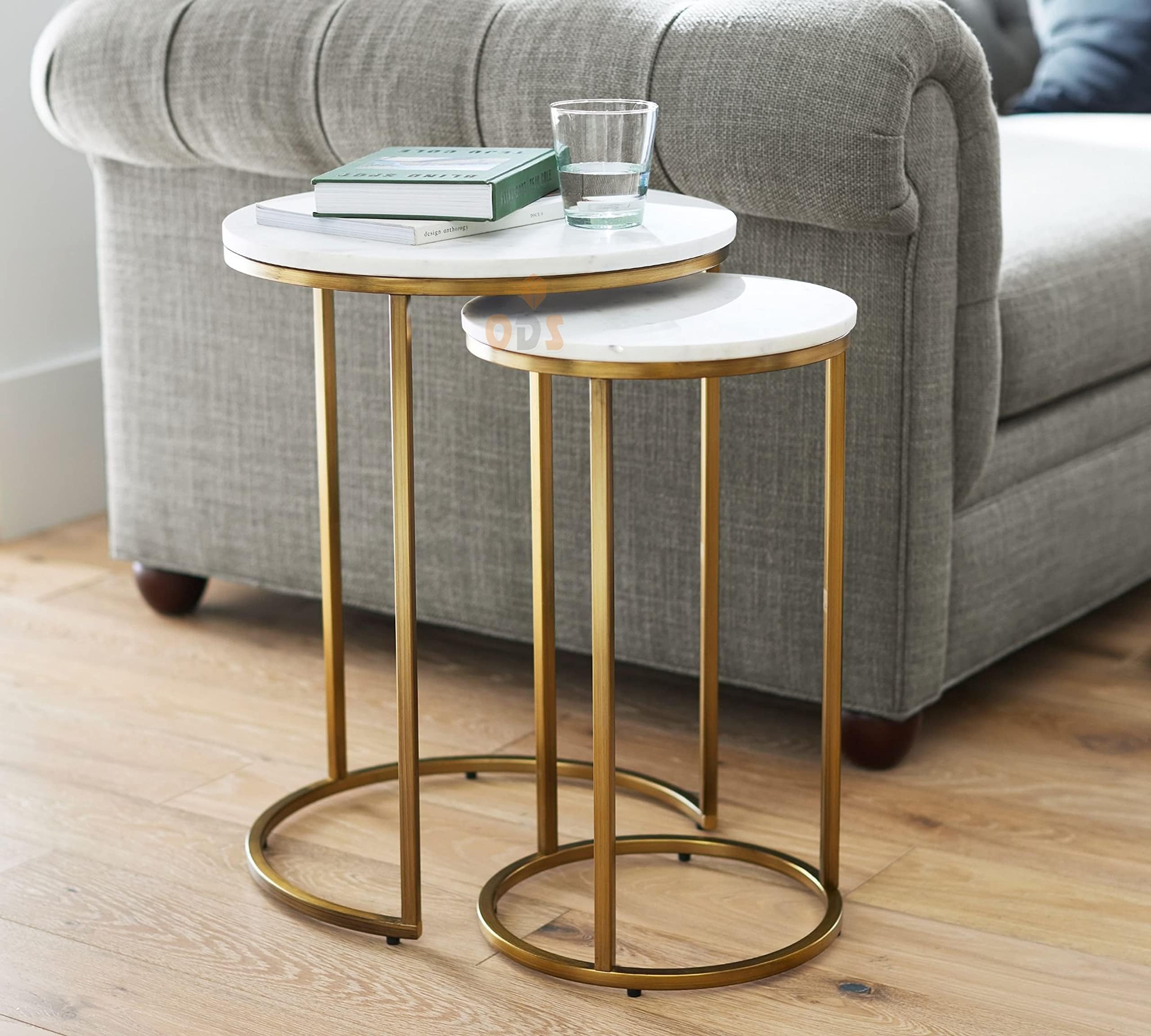 Square Nesting Accent Tables With Metal Base Natural