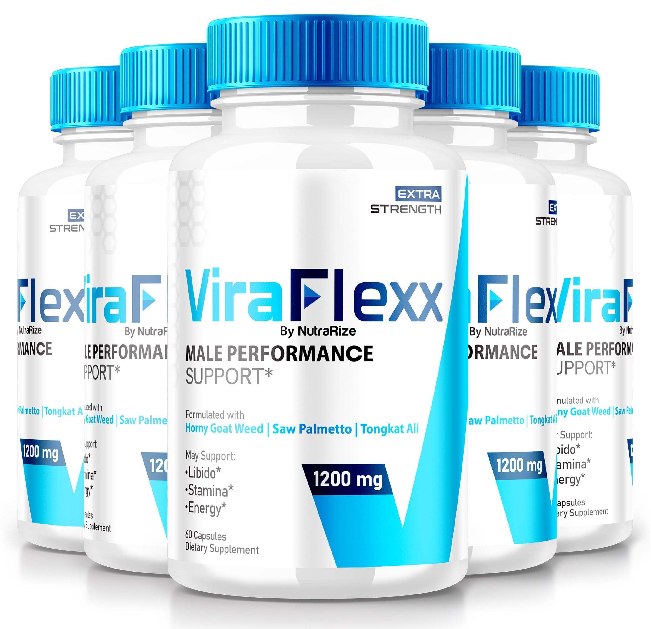 NutraRize (Pack of 5 ViraFlexx for Men, Pro Capsules, Male Performance Support 500mg, All Natural Dietary Supplement to Support Overall Health, Reviews (300 Capsules)