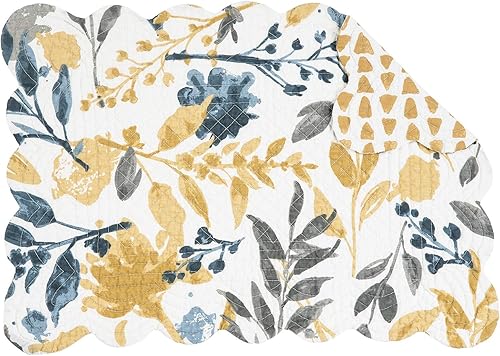 C&F Home Mantel individual rectangular de algodón festoneado de 13 x 19 pulgadas, diseño floral natural para el hogar, para todas las estaciones,