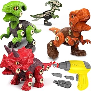 Dinosaur Toys for 3 4 5 6 7 Year Old Boys, Take Apart Dinosaur Toys with Tools, STEM Educational Construction Building Dinosaur Toys, Fun Dinosaur Learning Toy Gifts for 3-7 Years Old Boys Girls