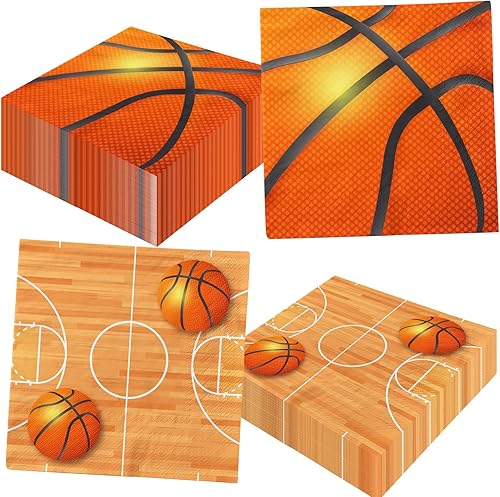 Servilletas de baloncesto para fiesta, 40 unidades, servilletas de papel para fiesta de cumpleaños, servilletas de pelota deportiva para niños y