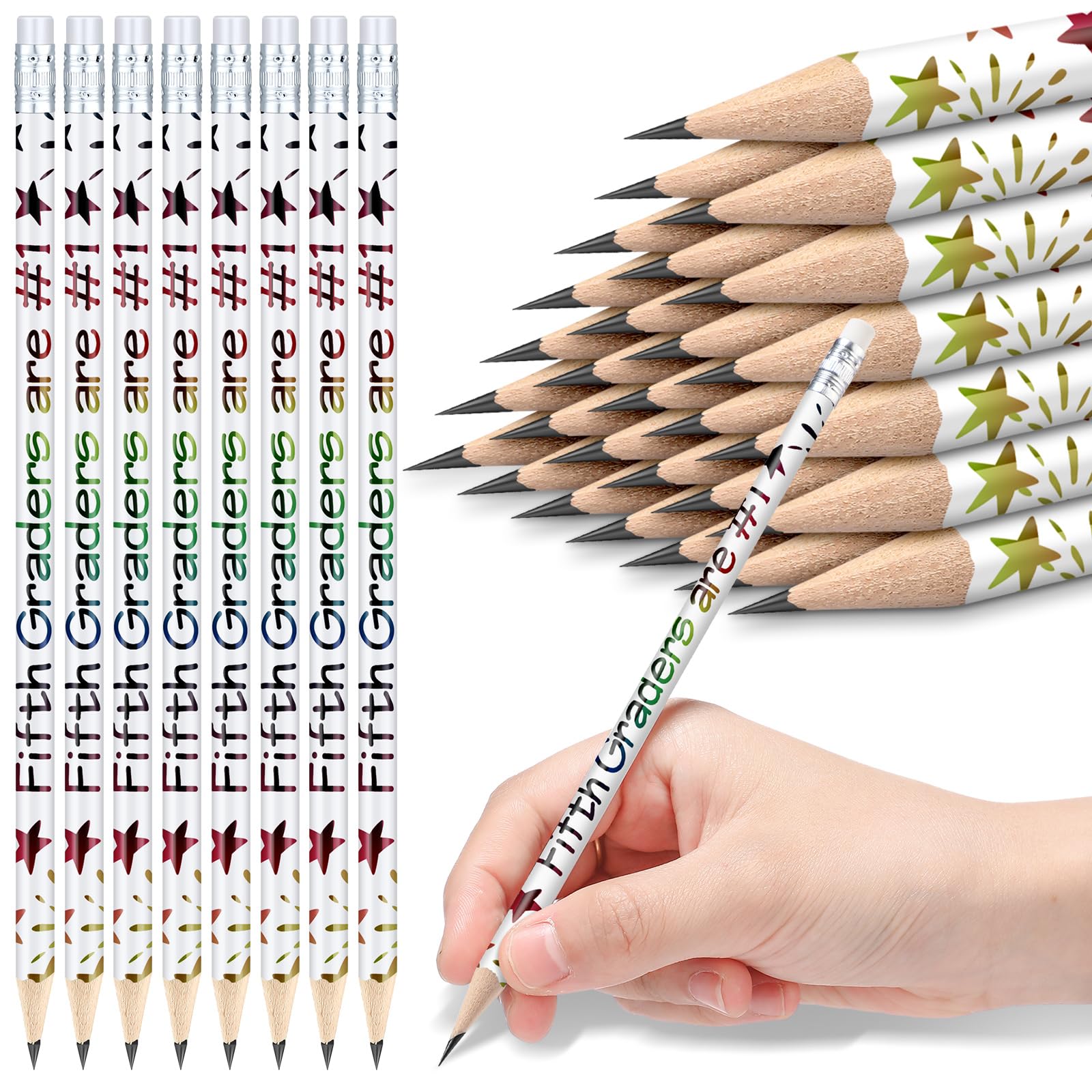 Tenceur 48 matite motivazionali di quinta elementare con gomme con forniture per il rientro a scuola per bambini, studenti, insegnanti, ricompensa in classe