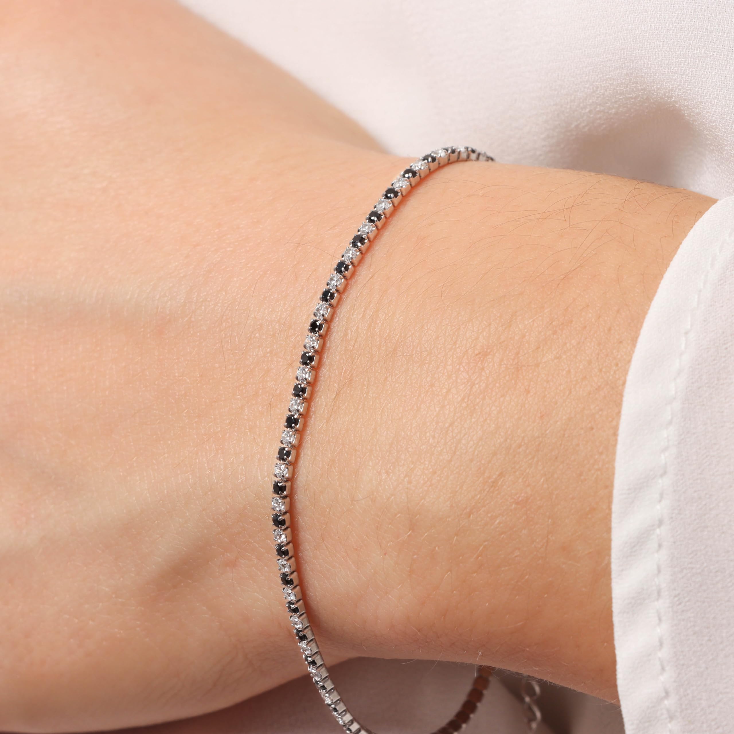 MILOR Bracciale tennis donna regolabile in Argento 925 placcato platino – Gioielli donna made in Italy – Regalo per Festa della mamma, compleanno, anniversario