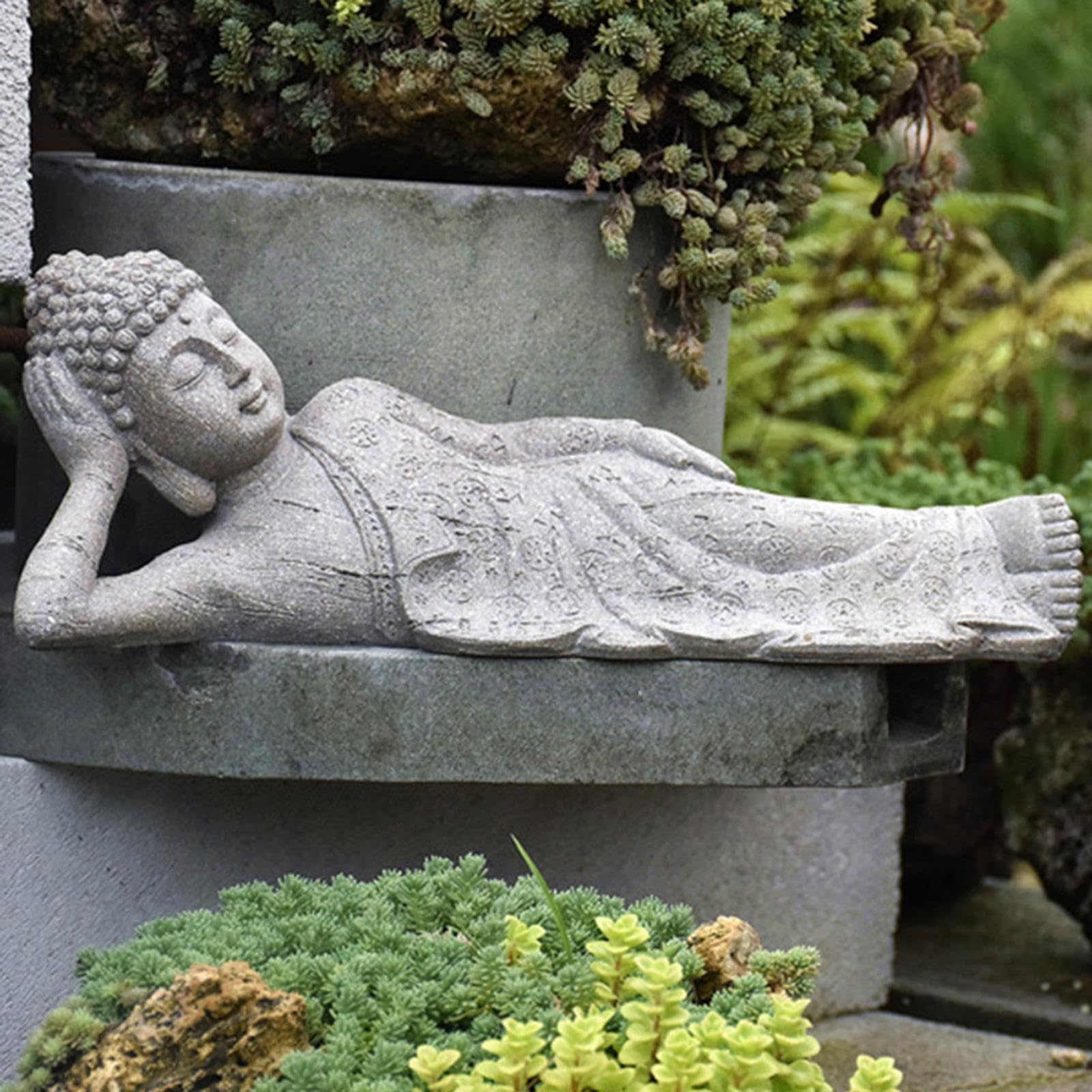 ALCXAZS Tranquil Sleeping Buddha Figurine Zen Statue for Home and Patio