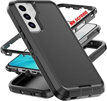 for S22 Case,[Military Grade] 3 in 1 Full Body Shockproof Dust/Drop Proof Heavy Duty Protection Cover,for Samsung Galaxy S22 6.1 Inch,Black