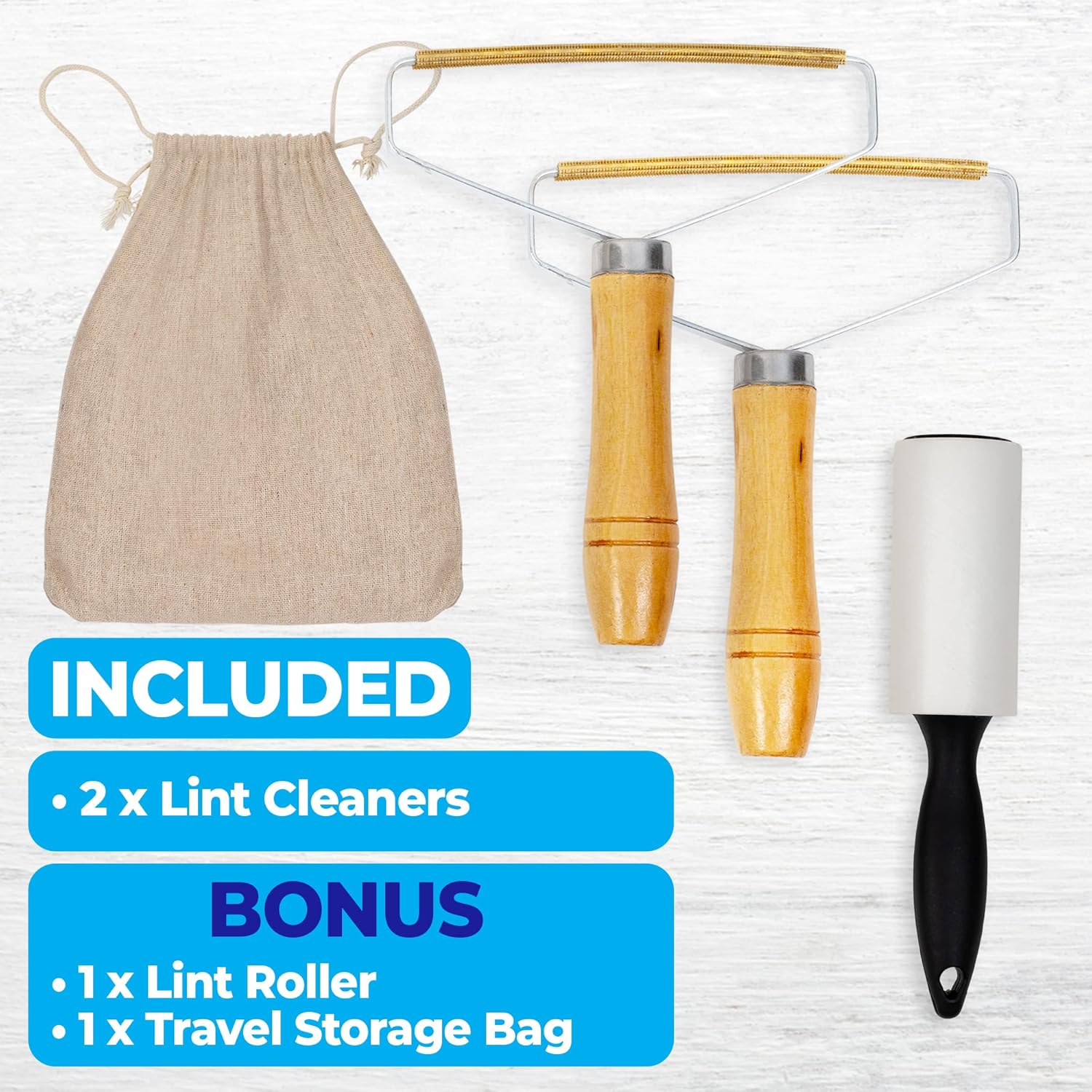Lint Remover - 2 Pack Lint Shaver Bundle with Sticky Lint Roller - Reusable Rake Tool - Pet Hair, Cat & Dog Fur - Carpet Scraper, Fabric Pilling Comb, Fuzz Depiller for Couch & Furniture