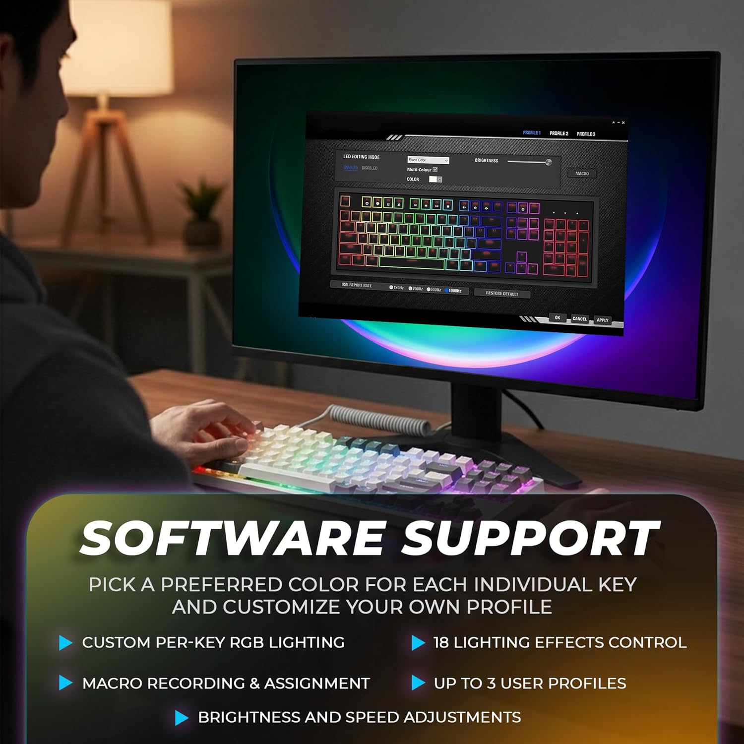 Screenshot of the TECWARE keyboard software interface for RGB customization