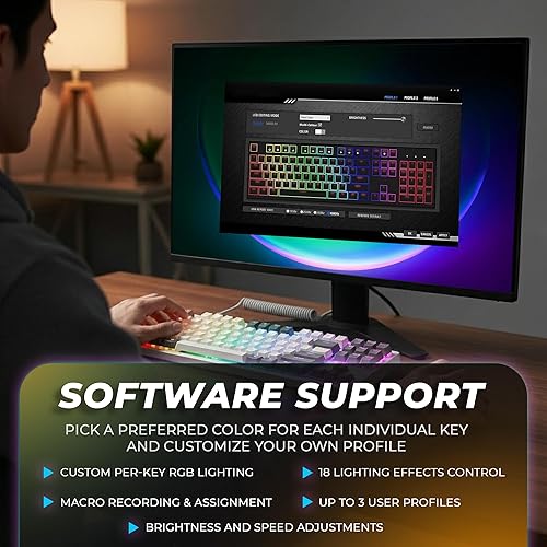 Miniatura 6 de TECWARE Phantom+ Elite 87 Mechanical Gaming Keyboard RGB LED Backlit Hot Swappable Wraith Brown Switches 87 Key TKL Layout Thocky Sound