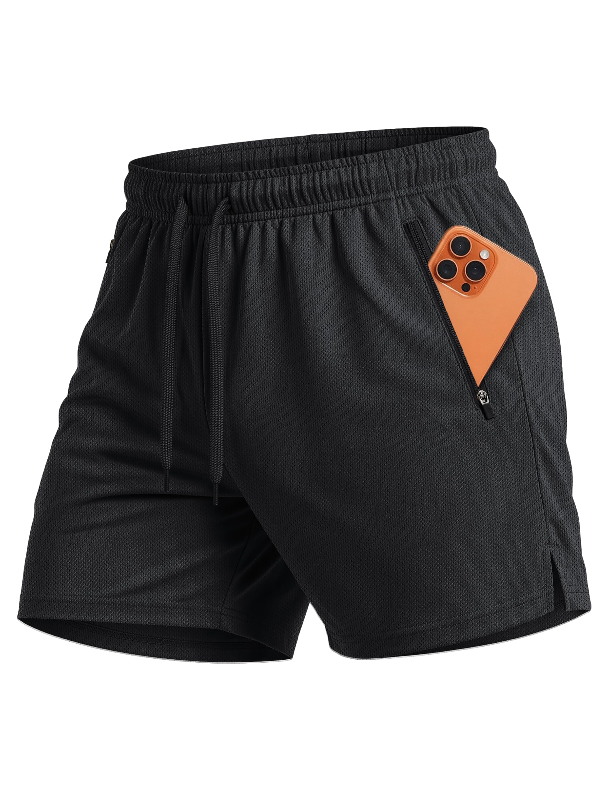 MAGCOMSEN Mens 5 Athletic Running Shorts Mesh Quick Dry Lightweight Linerless Gym Workout Shorts with Zipper Pockets
