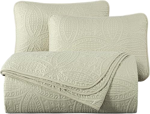 Vista 113 de Chezmoi Collection Austin - Juego de colcha tamaño Queen de 3 piezas Pinsonic acolchada de gran tamaño, tamaño Queen, terracota