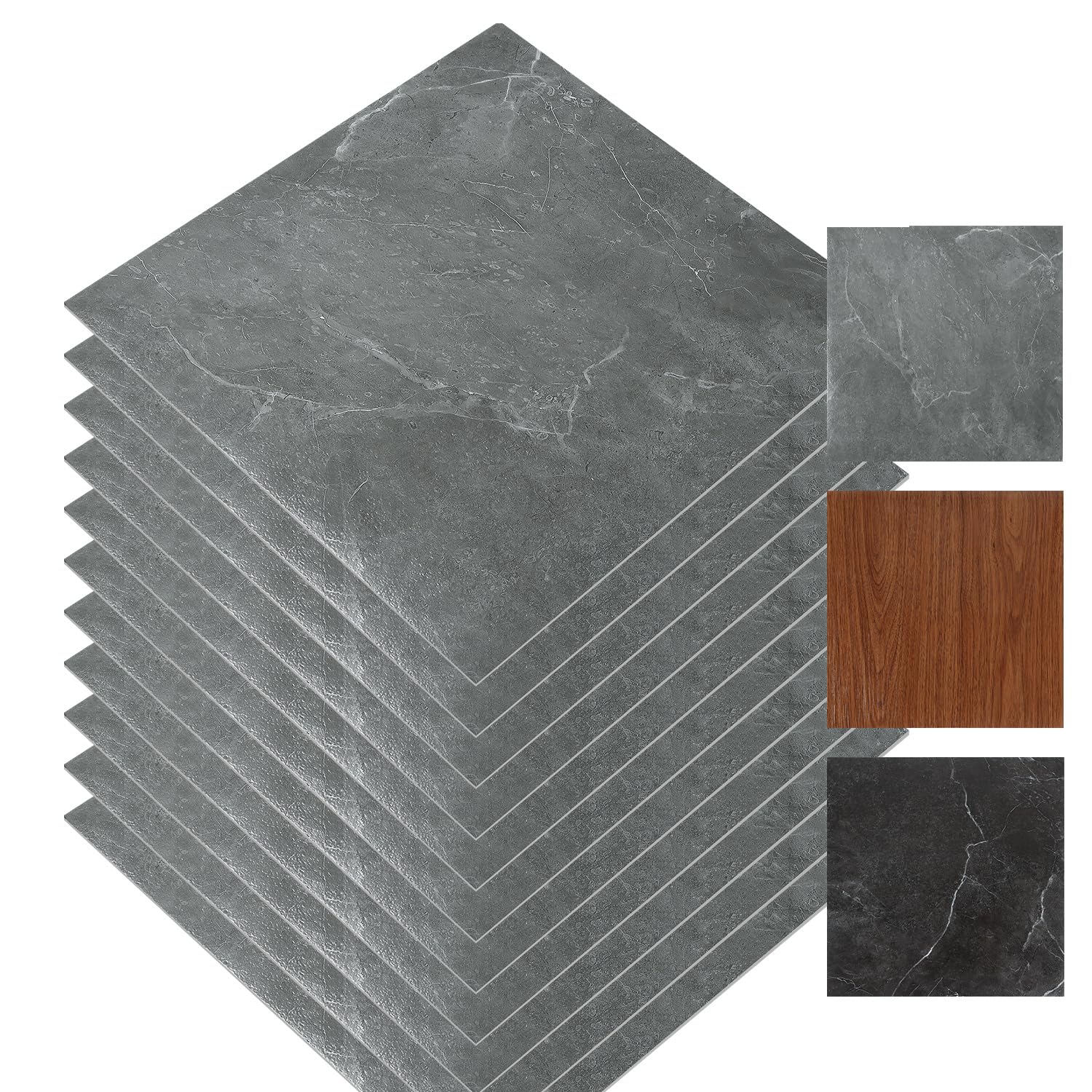 Piastrelle autoadesive in PVC, marmo grigio, 30 x 30 cm, 110 pezzi