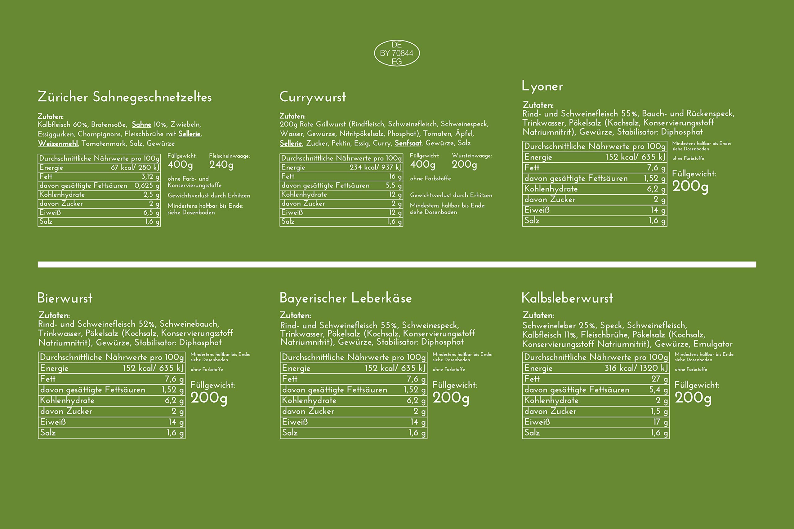 Feinkost Adventskalender Diem - 24 Feinkost Konserven, Marmeladen, Wurst, Suppen und Gewürze 6640g / 18,06€ / Kg
