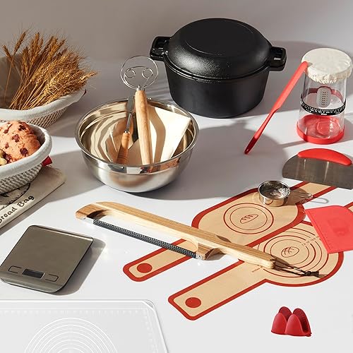 Sourdough Bread Starter Kit Baking Supplies with Cast Iron Dutch