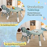 Vista 5 de Xilingol Silla alta convertible 15 en 1, silla alta 2 en 1 para bebé y centro de actividades con juguetes, asiento elevador, mesa de bloques