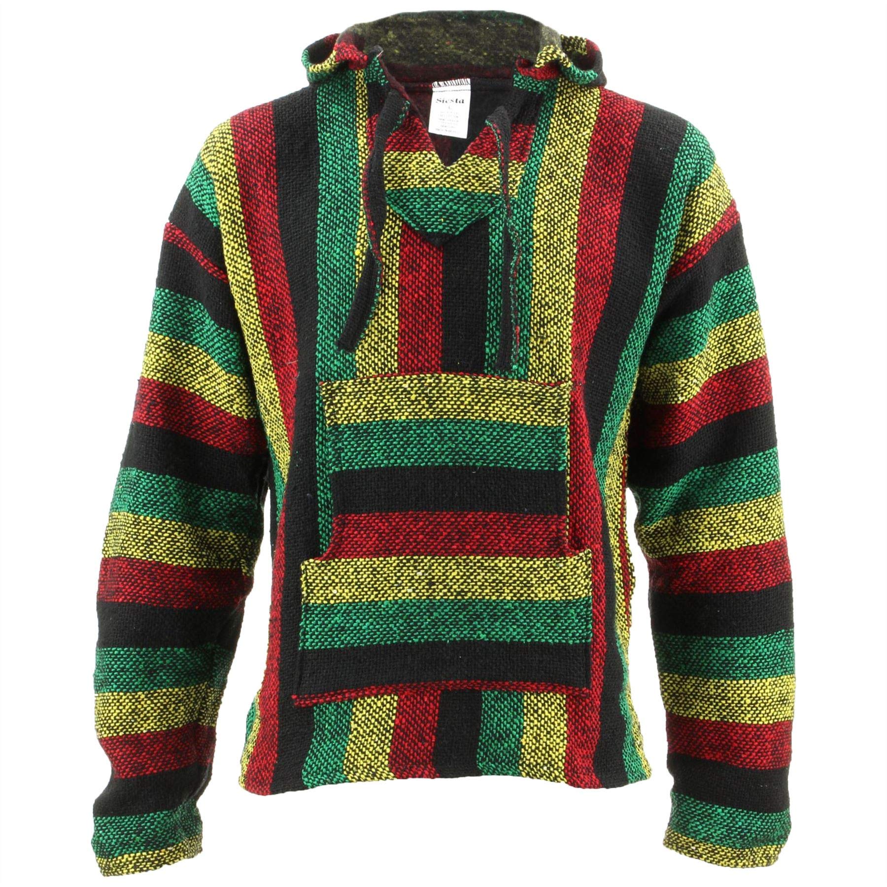 Mexican Baja Jerga Hoody - Rasta (XX-Large)