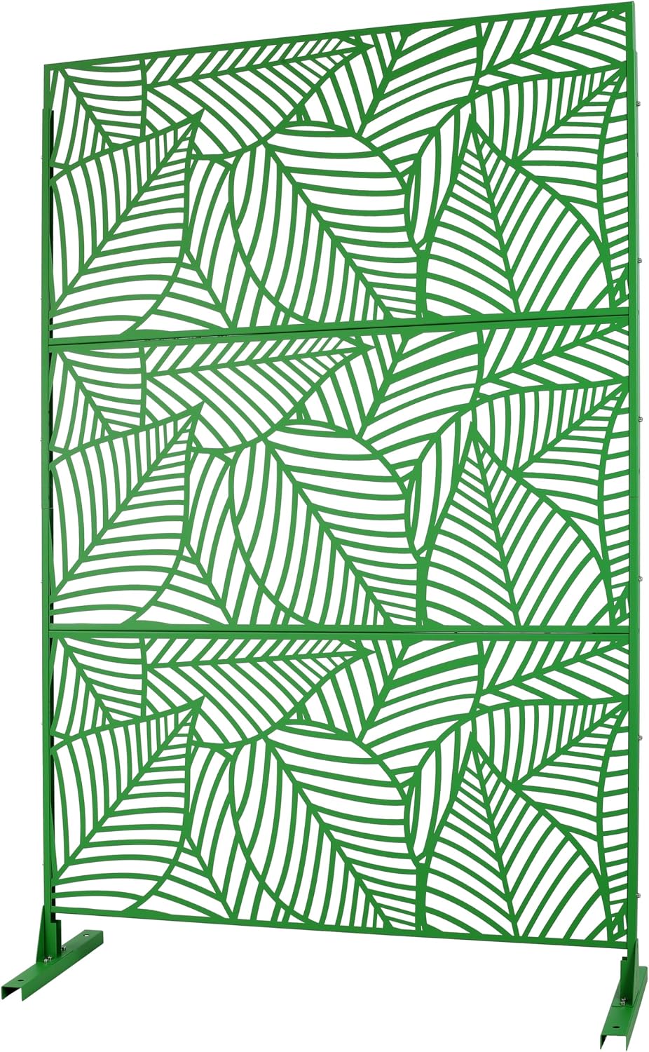 LuckyNote Outdoor & Indoor Screen Metal Privacy Screen 76" H×48" W, Freestanding Decorative Privacy Screen for Deck Balcony Patio, Privacy Fence Panels for Outside Lawn (Green Color, Light)