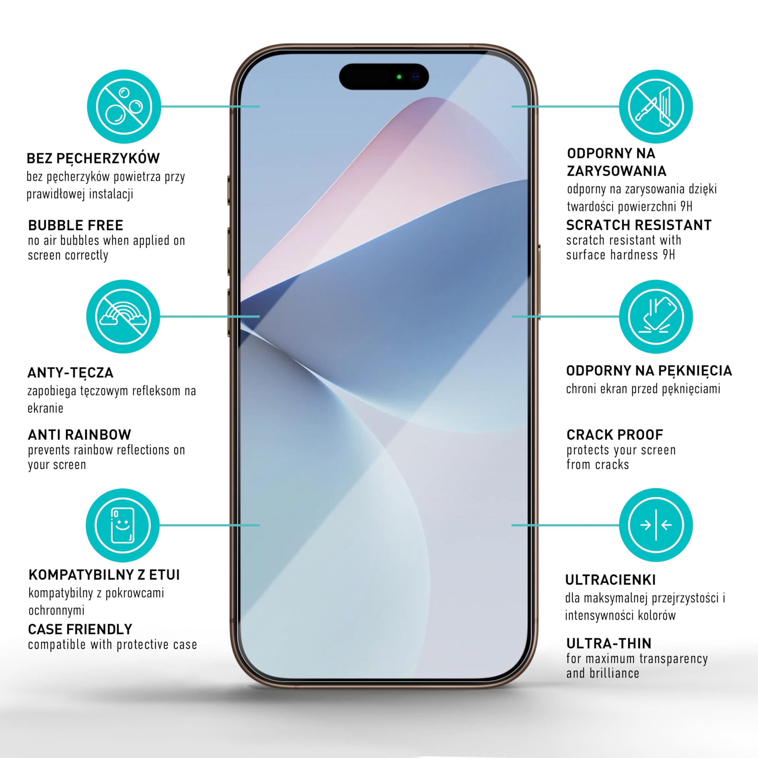 smartect Szkło Hartowane 3 Sztuki dla iPhone 17 | Szklana Ochrona Ekranu HD Anti-Zarysowania, 0.3 mm Ultra-przezroczyste, Twardość 9H, Odporne na Uderzenia, Bez Pęcherzyków