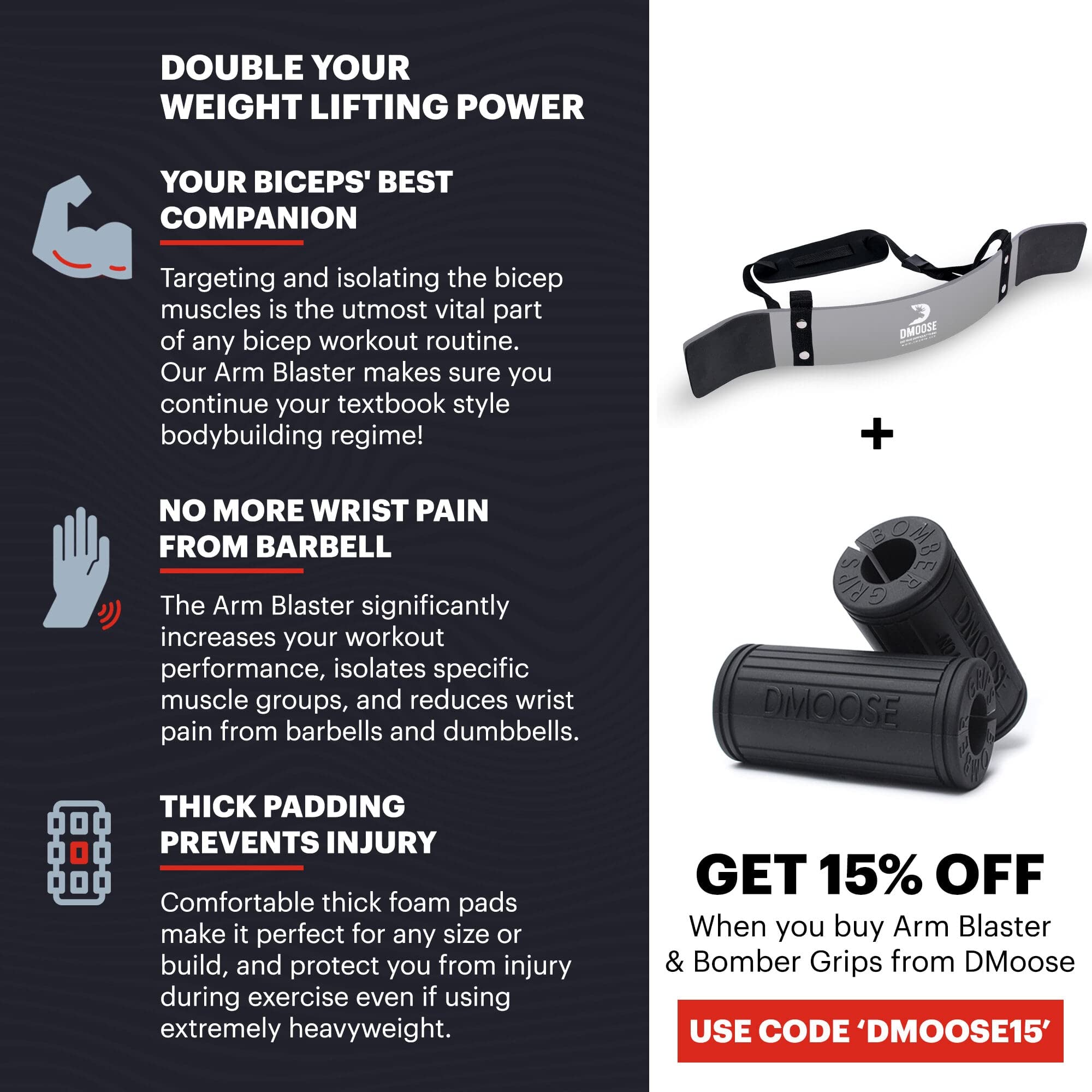 Buy DMoose Arm Blaster for Biceps Triceps Men, Bicep Blaster for