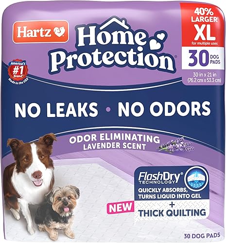 Almohadillas perfumadas para perro Hartz Home Protection, aroma a lavanda, XL 30 unidades, superabsorbentes y no gotean, eliminan el olor