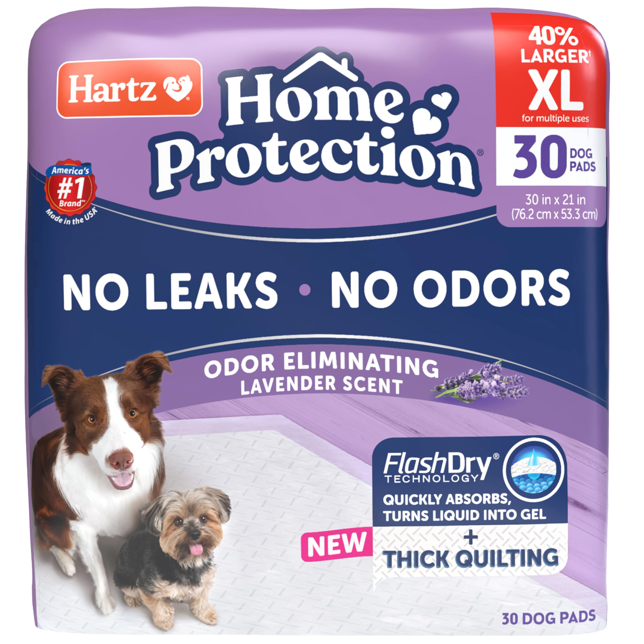 Home Protection Super Absorbent Odor Eliminating Lavender Scented No Leak Dog Pads,XL 30 count