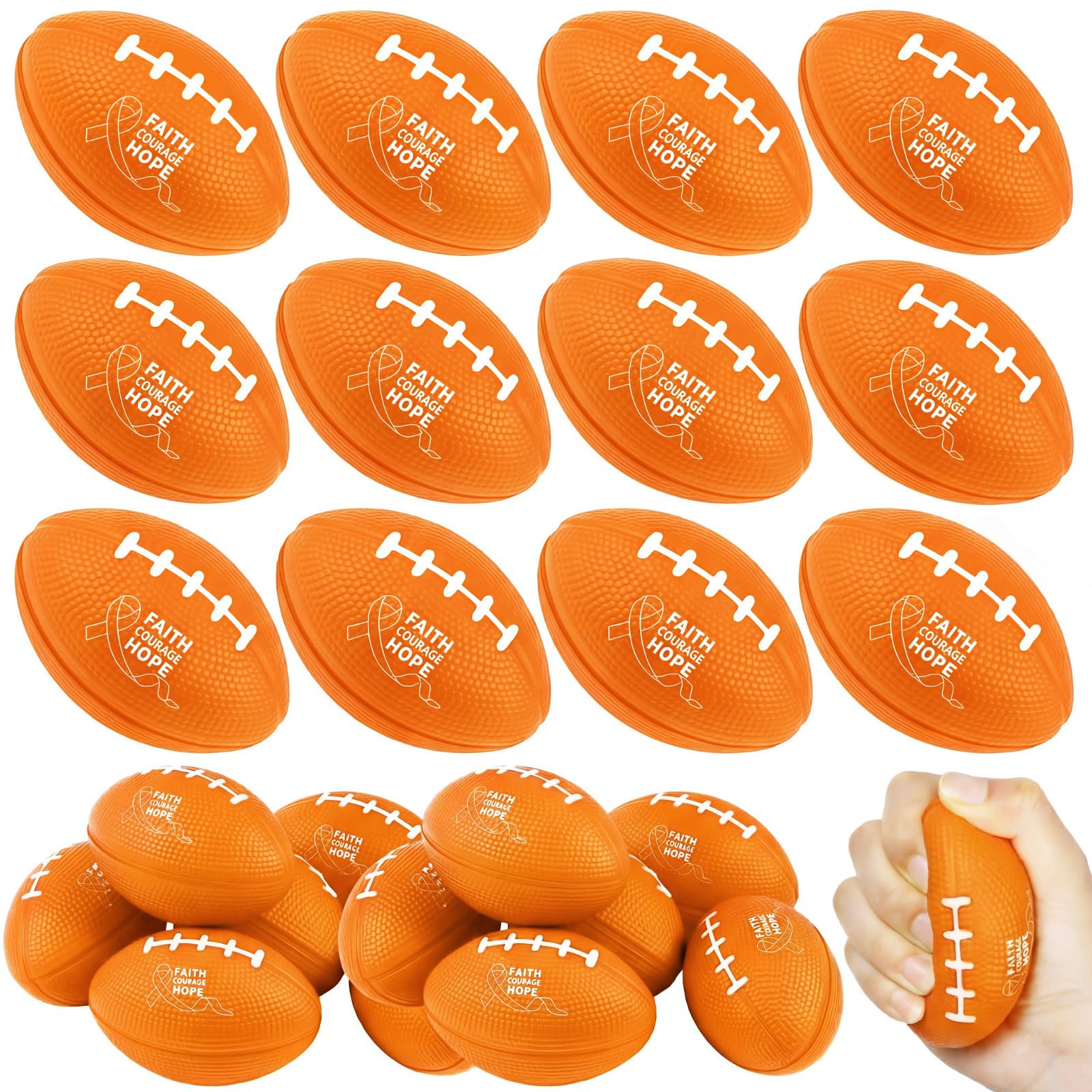 Wettarn 20 Pcs Orange Cancer Awareness Foam Footballs Charity Events
