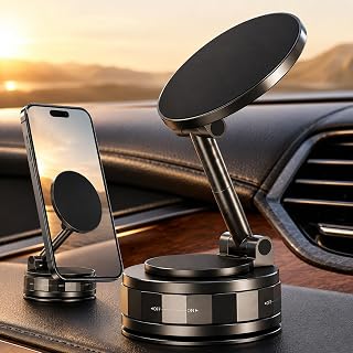Coolpow (1 Year Warranty) Playpulse 360° Vacuum Magnetic Phone Holder for Car Dashboard & Windshield, Foldable Suction Mou... Price In India