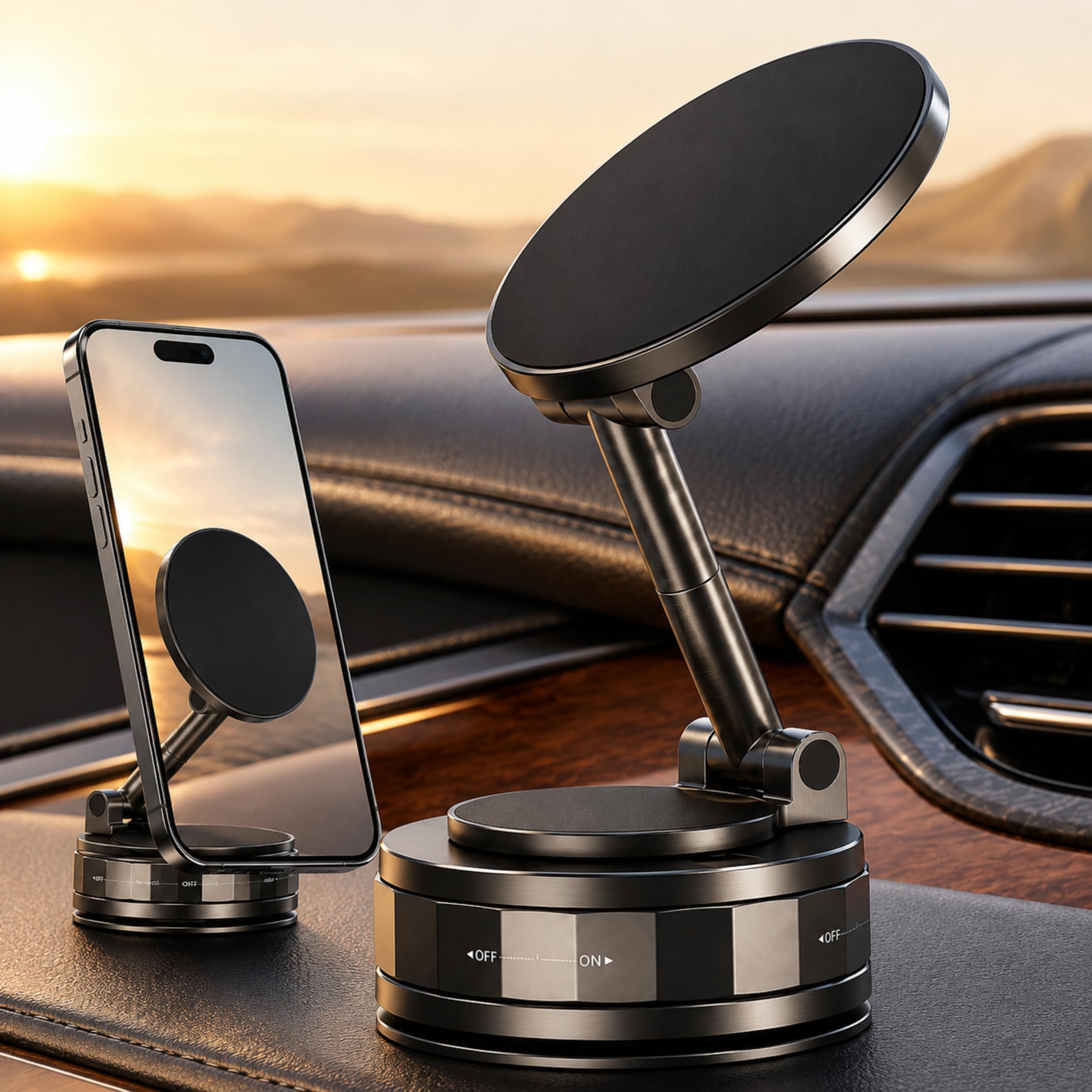 Coolpow (1 Year Warranty) Playpulse 360° Vacuum Magnetic Phone Holder for Car Dashboard & Windshield, Foldable Suction Mount with Adjustable Stand, Strong Magnetic Ring, Universal Smartphone Holder-image-15