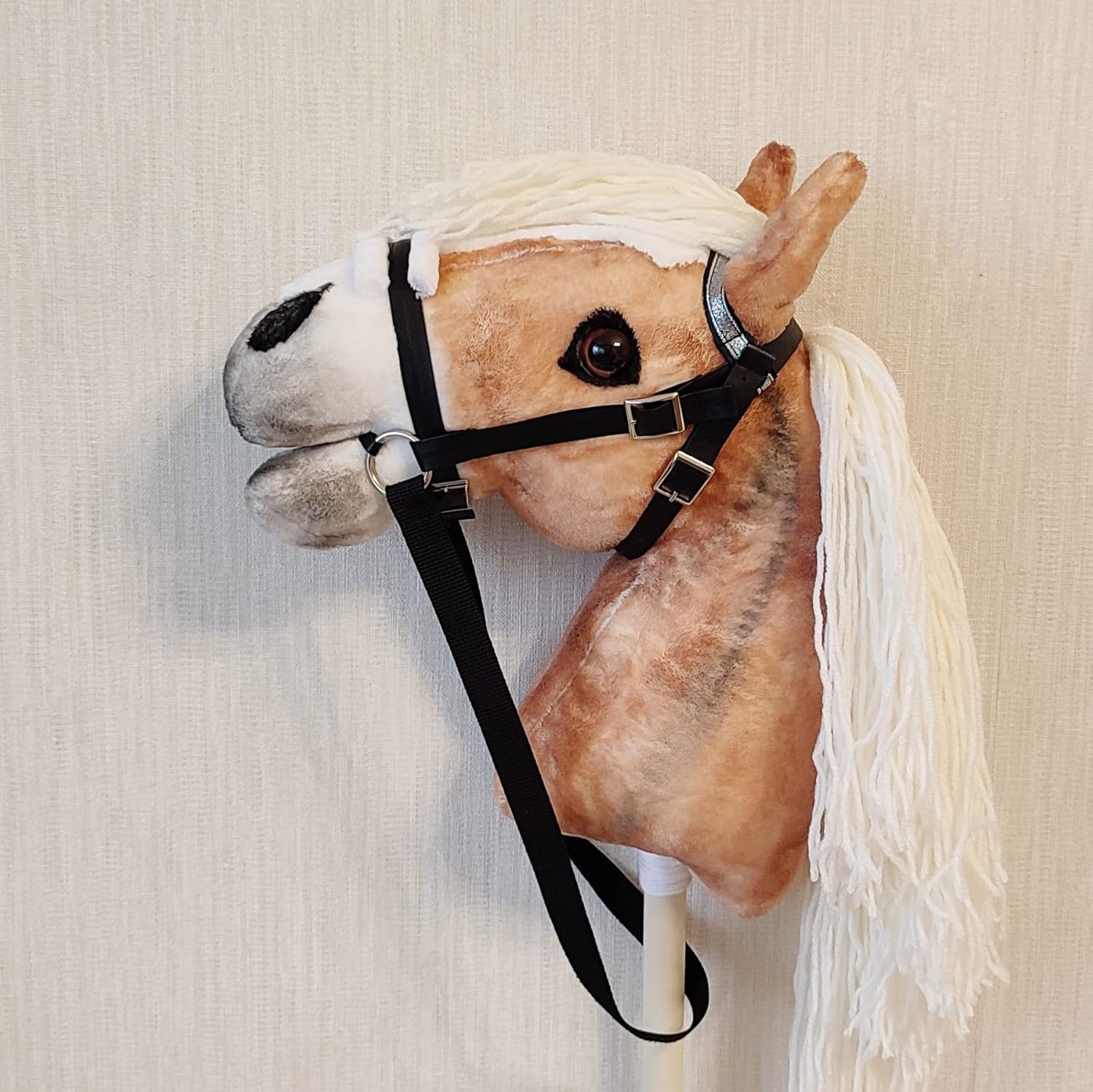 Set Hobby Horse Haflinger A3 with Bridle and Black Halter - Realistic Hobbyhorse for Kids 4-12 Years