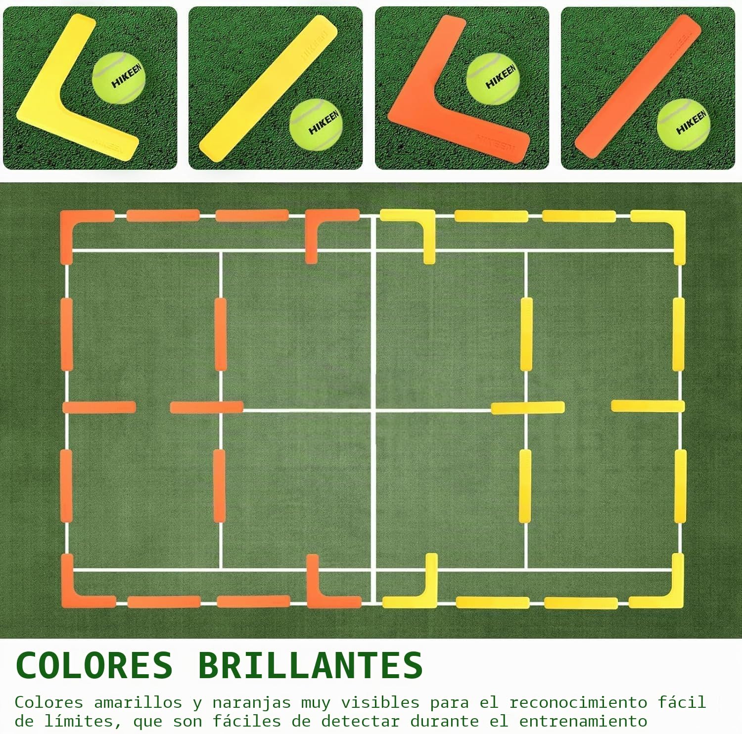 BOOSTEADY Pickleball Kit de Líneas de Cancha de Marcadores, Antideslizantes y Resistentes al Viento 28 Unidades para Pista Cubierta al Aire Libre, Marcadores Pickleball