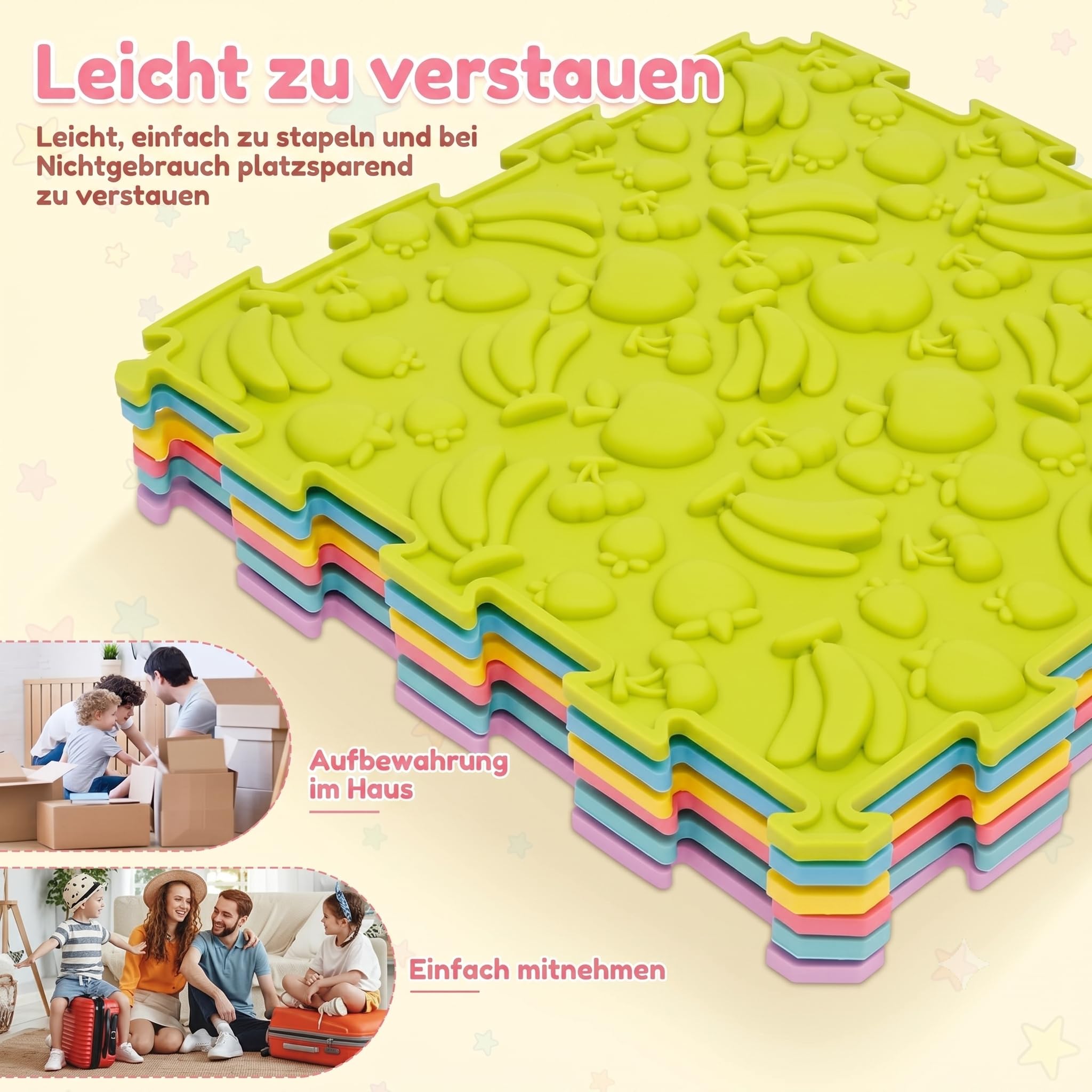 Sensorisches Massage-Puzzle für Kinder, 6-teilig, sensorische Matte, orthopädische Massagematte, Puzzle-Matte für Babys, für Berührungswahrnehmung, Fußprävention (6 Stücke)