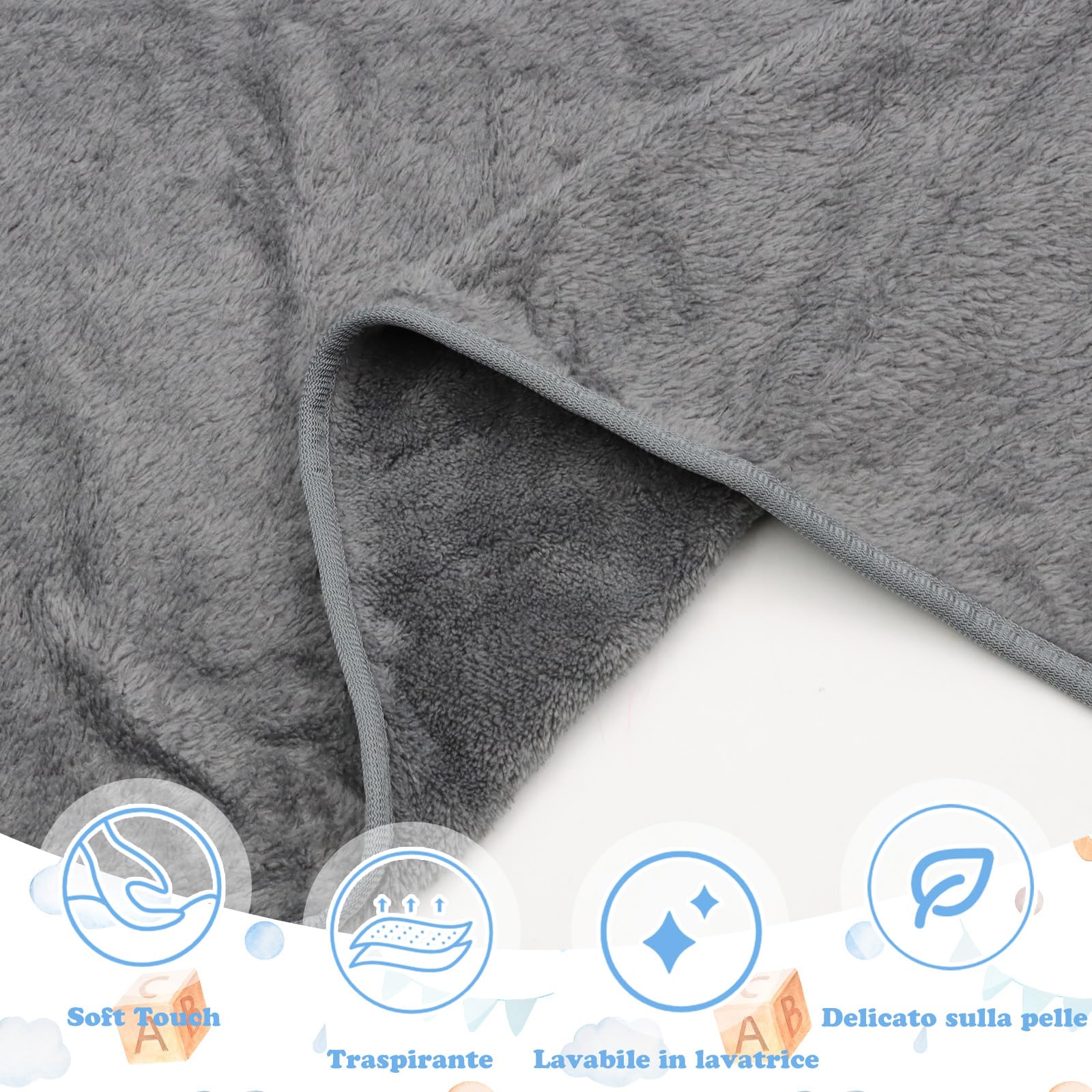 Accappatoio Neonato Elefante Grigio 0-3 Mesi + Borsa per Bucato, Asciugamano con Cappuccio Neonato Antistatico Asciugamano Neonato Bagnetto Morbido e Super Assorbente